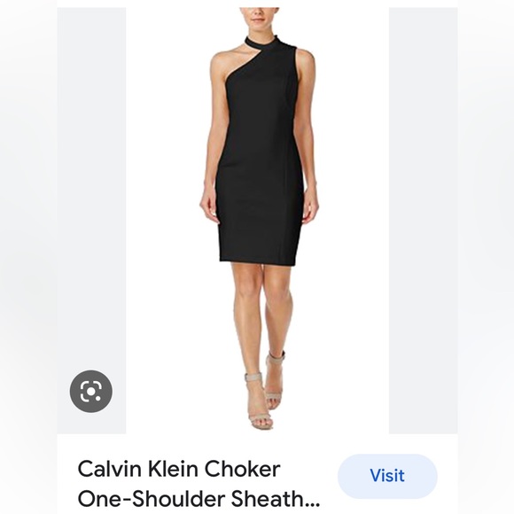 NWT Calvin Klein One Shoulder Sheath Dress with Attached Choker - Picture 1 of 15